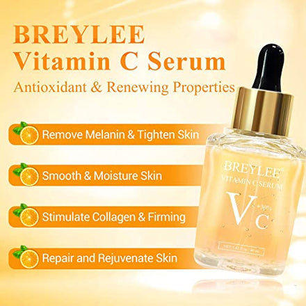 BREYLEE Vitamin C Serum for Face Brightening Skin,Dark Spot Remover,Reduce Wrinkle,Anti Aging Serum,Skin Brightening Serum