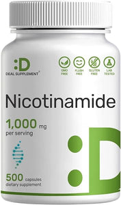Vitamin B3 1,000mg Per Serving, 500 Capsules – Flush Free Niacin, Nicotinamide Also Known as Niacinamide – B Vitamins Supplement, Supports Healthy Skin & Energy Production – Non-GMO in Pakistan