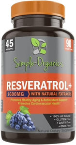 Resveratrol 1600mg per Serving for Pure Extra Strength Complex, Anti-Aging, Radiant Skin, Immunity Support- 90 Capsules in Pakistan