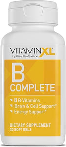 VitaminXL B Complete is a Full Spectrum B Complex Made with B1, B5, B6, B12, Biotin, Niacin, Riboflavin, and Folate, Also with Choline and inositol (30 Soft Gels, 30 Servings) in Pakistan