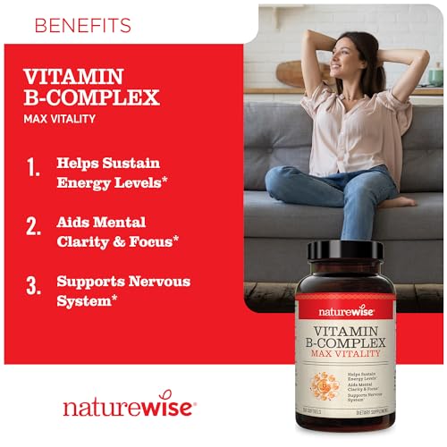 NatureWise Vitamin B-Complex for Max Energy & Mental Clarity - Supports Nervous System Health, 150 Softgels