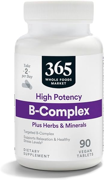 365 by Whole Foods Market, Vitamin B Complex Hi Potency Herbal Support, 90 Tablets in Pakistan