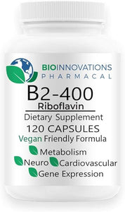 B2-400 Pure Riboflavin - Nervous System Health, Homocysteine Detox, Cardiovascular, Helps Boost Energy, Mental Clarity, Metabolism and Cell Function 120 Vegan Capsules in Pakistan