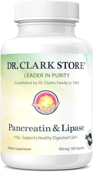 Dr. Clark Pancreatin and Lipase Enzyme Supplement, 500mg, 100 Gelatin Capsules in Pakistan