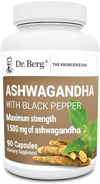Dr. Berg Ashwagandha Capsules 1500mg - Includes Organic Ashwagandha Root with Black Pepper from Bioperine - Ashwagandha Supplements 90 Capsules in Pakistan