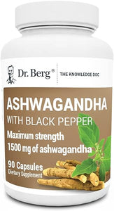 Dr. Berg Ashwagandha Capsules with Ashwagandha Root Powder & Black Pepper Extract - Ashwagandha Capsules for Men & Women - Ashwagandha Maximum Strength 1500mg of Ashwagandha Root - 90 Capsules in Pakistan