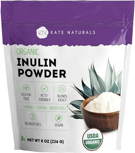 Kate Naturals Inulin Powder Organic for Prebiotic Fiber and Gut Health (8oz) USDA Organic Prebiotic Powder for Vegan Baking, Gluten Free & Keto. Mix Well with Coffee & Smoothies (Blue Agave) in Pakistan
