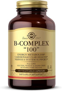 Solgar B-Complex "100", 100 Vegetable Capsules - Heart Health - Nervous System Support - Supports Energy Metabolism - Non GMO, Vegan, Gluten/ Dairy Free, Kosher, Halal - 100 Servings in Pakistan