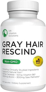 Gray Hair Rescind with Catalase - Anti-Gray Hair Supplements for Men and Women, Hair Vitamins Biotin, Saw Palmetto, Antiaging, Restores Natural Hair Color and Reverses Gray Hair at The Root in Pakistan