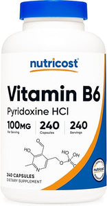 Nutricost Vitamin B6 (Pyridoxine HCl) 100mg, 240 Capsules in Pakistan