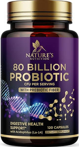 Probiotics for Digestive Health - 80 Billion CFU Guaranteed with Strains for Women's Vaginal & Men's Urinary Health & Daily Gut Immune Support Nature's Acidophilus Probiotic Supplement - 120 Capsules in Pakistan
