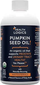 Health Logics Pumpkin Seed Oil 12oz Organic Cold Pressed | Vegetarian, Non-GMO, Gluten Free | Safe for Cooking | Supports Prostate Health in Pakistan