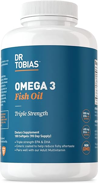 Dr. Tobias Omega-3 Fish Oil, Triple Strength, Supports Brain & Heart Health, 2000 mg per Serving, 180 Soft Gels (2 Daily) in Pakistan