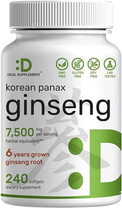 Eagleshine Vitamins Korean Red Panax Ginseng Root Extract, 7,500mg Per Serving, 240 Softgels – 150mg Active Ginsenosides, 5:1 Max Strength Extract – Energy & Immune Health Supplement – Non-GMO in Pakistan