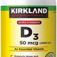 Kirkland Signature Maximum Strength Vitamin D3 Softgels
