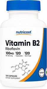 Nutricost Vitamin B2 (Riboflavin) 100mg, 120 Capsules - Gluten Free and Non-GMO in Pakistan