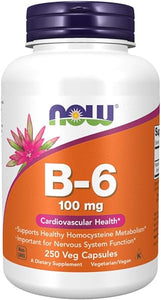 NOW Supplements, Vitamin B-6 (Pyridoxine HCl) 100 mg, Cardiovascular Health*, 250 Veg Capsules in Pakistan