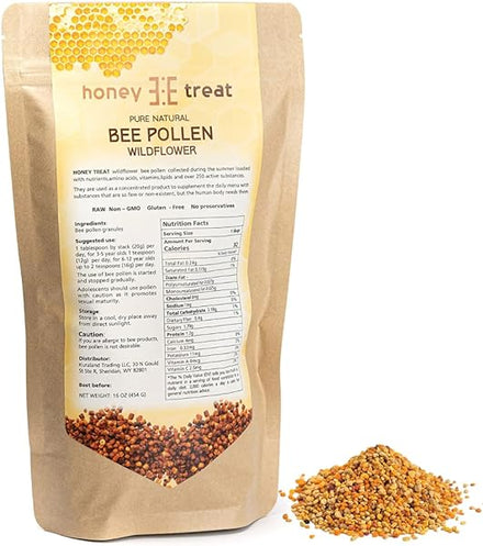 Bee Pollen Granules by Honey Treat- Raw, Pure, Natural, Fresh Wild Bee Pollen- Non GMO- No preservatives- 16 OZ (454g) in Pakistan