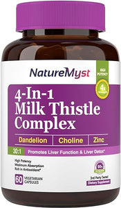 Milk Thistle Complex, 4-in-1 Liver Support, 30:1 Milk Thistle Seeds Extract, 80% Silymarin, Plus Dandelion, Choline & Zinc, Antioxidant, Liver Function & Detox, 60 Vegetarian Capsules in Pakistan