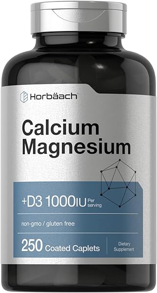 Calcium, Magnesium & D3 | 250 Coated Caplets | Non-GMO & Gluten Free Supplement | by Horbaach in Pakistan