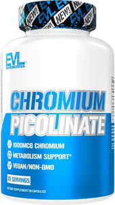 Chromium Picolinate 1000mcg Mineral Supplement - High Strength Chromium Supplement for Metabolism Hunger and Weight Support - Evlution Nutrition Lean Muscle Mass Gainer Bodybuilding Supplement in Pakistan