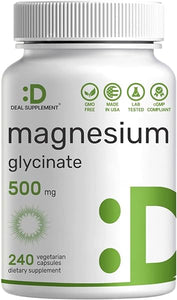 Magnesium Glycinate 500mg, 240 Veggie Capsules | Chelated | Highly Purified Essential Trace Mineral for Muscle, Joint, Heart, & Digestive Health in Pakistan