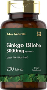 Carlyle Ginkgo Biloba | 3000mg Per Serving | 200 Tablets Extra Strength | Vegetarian | Non-GMO & Gluten Free Supplement | Tahoe Naturals in Pakistan