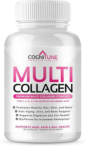Multi Collagen Pills with Hyaluronic Acid and Vitamin C, Biotin - Type I, II, III, V, X Hydrolyzed Collagen Protein; Healthy Hair, Skin, Nails, Joints -120- Collagen Peptides Capsules for Women & Men in Pakistan
