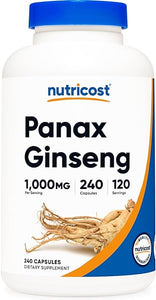 Nutricost Panax Ginseng 1000mg, 240 Capsules - Non GMO, Gluten Free, 120 Servings in Pakistan