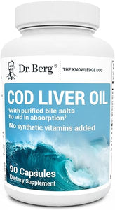 Dr. Berg Cod Liver Oil Capsules from Wild Caught Cod - No Smells or Bad Aftertaste - Rich in Omega-3 Fatty Acids (DHA & EPA), Vitamins A & D - Gluten-Free & Non-GMO Supplement - 90 Capsules in Pakistan