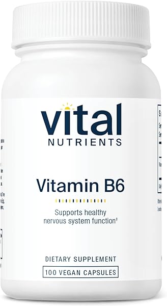 Vital Nutrients - Vitamin B6 - Healthy Nerve and Musculoskeletal Support - 100 Vegetarian Capsules per Bottle - 100 mg in Pakistan