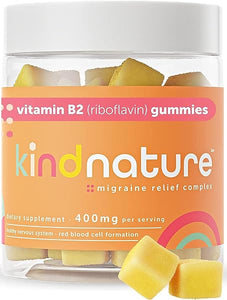 Kind Nature Vitamin B2 Gummies - Riboflavin 400mg Supplement for Kids & Adults - Migraine Relief & Headache Relief - 60 Chewable Gummies (30 Day Supply) in Pakistan