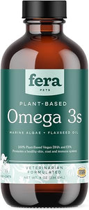 Fera Pets - Plant Based Omega 3s, 6, 9 - for Dogs and Cats - Made with Marine Algae + Flaxseed Oil - 100% Vegan DHA and EPA Supplement - for Healthy Skin, Coat, and Immune System - 48 Servings in Pakistan