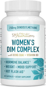 DIM Supplement 250 mg | Estrogen Balance for Women | Hormone Menopause Relief, Hot Flashes & Night Sweats, PCOS & Estrogen Metabolism Support Supplements with Dong Quai | Gluten-Free, 2-Month Supply in Pakistan