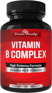 Divine Bounty Super B Complex Vitamins - All B Vitamins Including B12, B1, B2, B3, B5, B6, B7, B9, Folic Acid - Vitamin B Supplement - Support Healthy Energy Metabolism - 90 Vegetarian Capsules in Pakistan