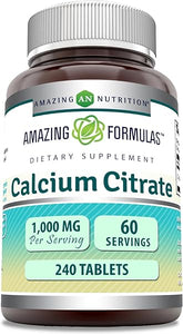 Amazing Formulas Calcium Citrate Supplement | 1000 Mg | 240 Tablets | Non-GMO | Gluten Free | Made in USA in Pakistan