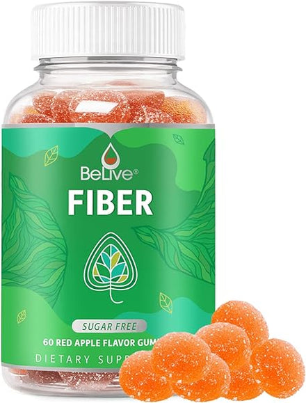 BeLive Fiber Gummies - Prebiotic Fiber Supplement with Chicory Root & Inulin for Digestive Support & Overall Gut Health I Vegan, Sugar Free Gummies for Adults & Children | 60 Ct - Apple Flavor in Pakistan