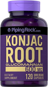 Piping Rock Glucomannan Capsules 600mg | 120 Count | Konjac Root Fiber Supplement | Non-GMO, Gluten Free in Pakistan