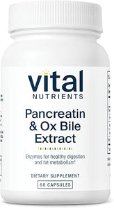 Vital Nutrients Pancreatin and Ox Bile Extract | Natural Digestive Enzyme Supplement | Helps Break Down Protein, Fat, and Carbs* | Gluten, Dairy and Soy Free | 60 Capsules in Pakistan