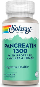 SOLARAY Pancreatin 1300 | Pancreatic Digestive Enzymes Plus Papaya for Healthy Digestion Support | 90 VegCaps, 90 Serv. in Pakistan