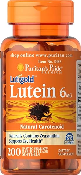 Puritan's Pride Lutein 6 Mg with Zeaxanthin Supports Eye Health, Softgel, 200 Count in Pakistan