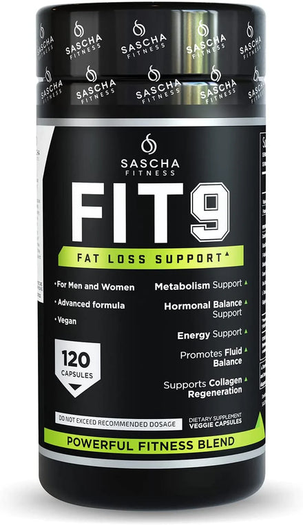 Sascha Fitness Fat Loss pills | Collagen support | Fluid Balance | FIT9 Ingredients: 7Keto + Uva Ursi, Gotu Kola, L-Theanine,Gingko Biloba,DIM,Green Tea | Weight Loss Supplements-Vegan-120 Natural Cap