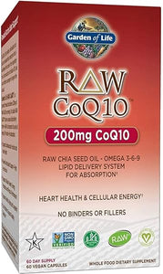 Garden of Life Vegetarian Omega 3 6 9 Supplement - Raw CoQ10 Chia Seed Oil Whole Food Nutrition with Antioxidant Support, 60 Capsules in Pakistan