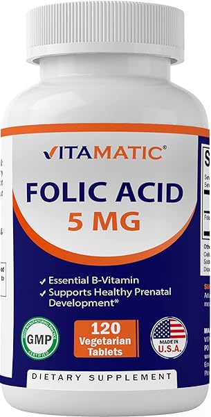 Vitamatic Folic Acid 5mg (5000 mcg) - 120 Veg in Pakistan