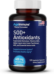 SOD Antioxidants Complex Healthy Aging Supplement, 400mg of Superoxide Dismutase, Alpha Lipoic Acid, Green Tea Extract, L-Arginine, Lysine, AKG, Vitamins A and E for Immune Support-120 Capsules in Pakistan