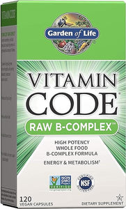 Garden of Life Vitamin B Complex - Vitamin Code Raw B Complex - 120 Vegan Capsules, High Potency B Complex Vitamins for Energy & Metabolism with B6, Folate & B12 as Methylcobalamin plus Probiotics in Pakistan