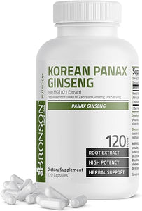 Bronson Korean Panax Ginseng (1000mg per Serving Equivalent from 10:1 Extract) Supports Energy, Endurance & Vitality + Memory and Mental Performance, 120 Capsules in Pakistan