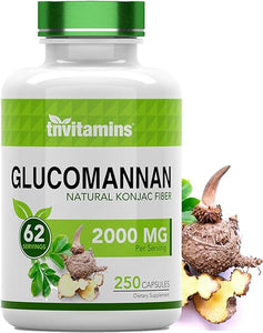 Glucomannan Capsules 2000 MG - 250 Count | Natural Konjac Root Fiber Extract Powder Supplement | Soluble, Dietary, & Digestive Fiber Pills | Produced in The USA | Non-GMO & Gluten Free in Pakistan