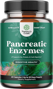 Pancreatin Digestive Enzymes for Digestive Health - Pancreatic Enzymes for Humans with Fat Carb and Protein Digestive Enzymes for Women and Men - Protease Amylase & Lipase Enzymes for Digestion - 60ct in Pakistan
