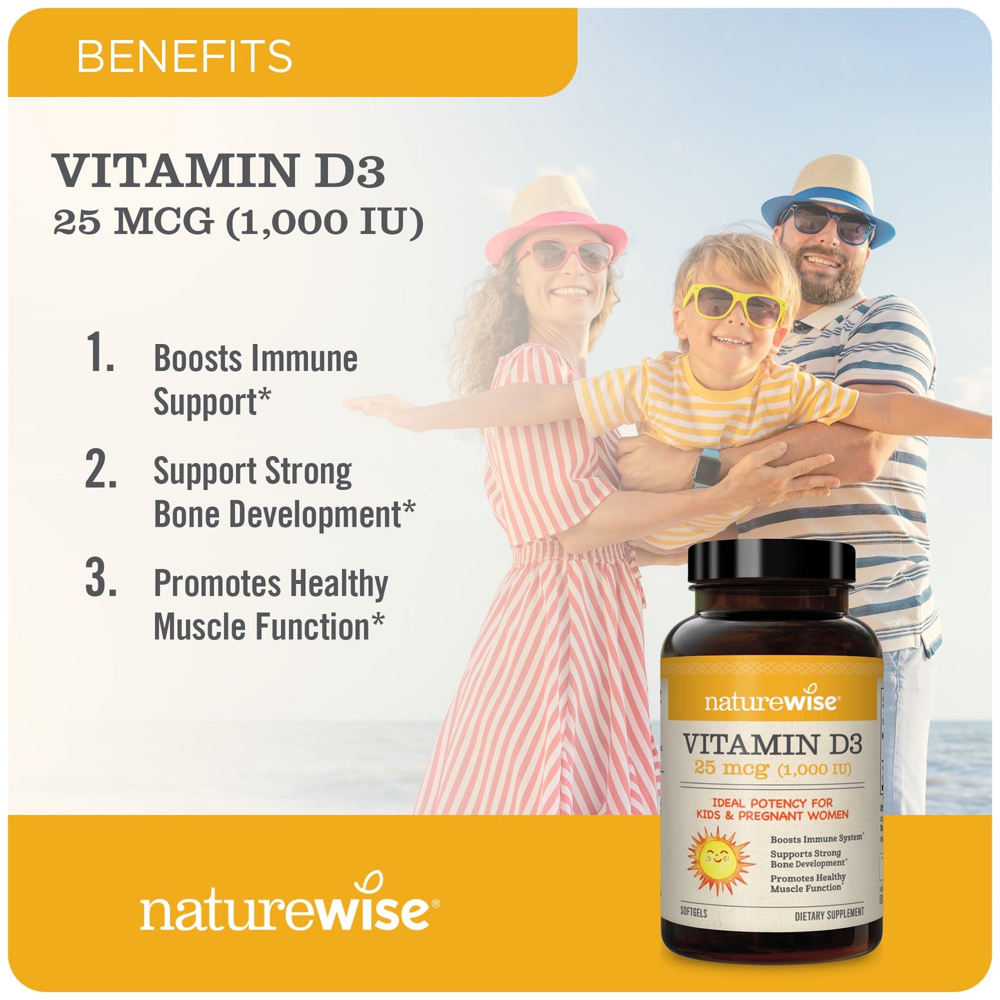 NatureWise Vitamin D3 1000iu (25 mcg) Healthy Muscle Function, and Immune Support, Non-GMO, Gluten Free in Cold-Pressed Olive Oil, Packaging Vary ( Mini Softgel), 360 Count